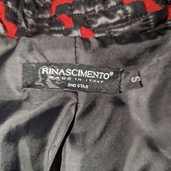 RINASCIMENTO • Italian Red & Black Boiled Wool Artsy Belted Coat Size Small - Picture 8 of 14